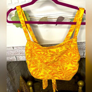Free People All Tied Up Crop Top NWT Large Yellow Floral Tie Back Brami